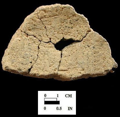 Popes Creek net-impressed body sherd, interior surface, from the Dorr site 18AN19/46.